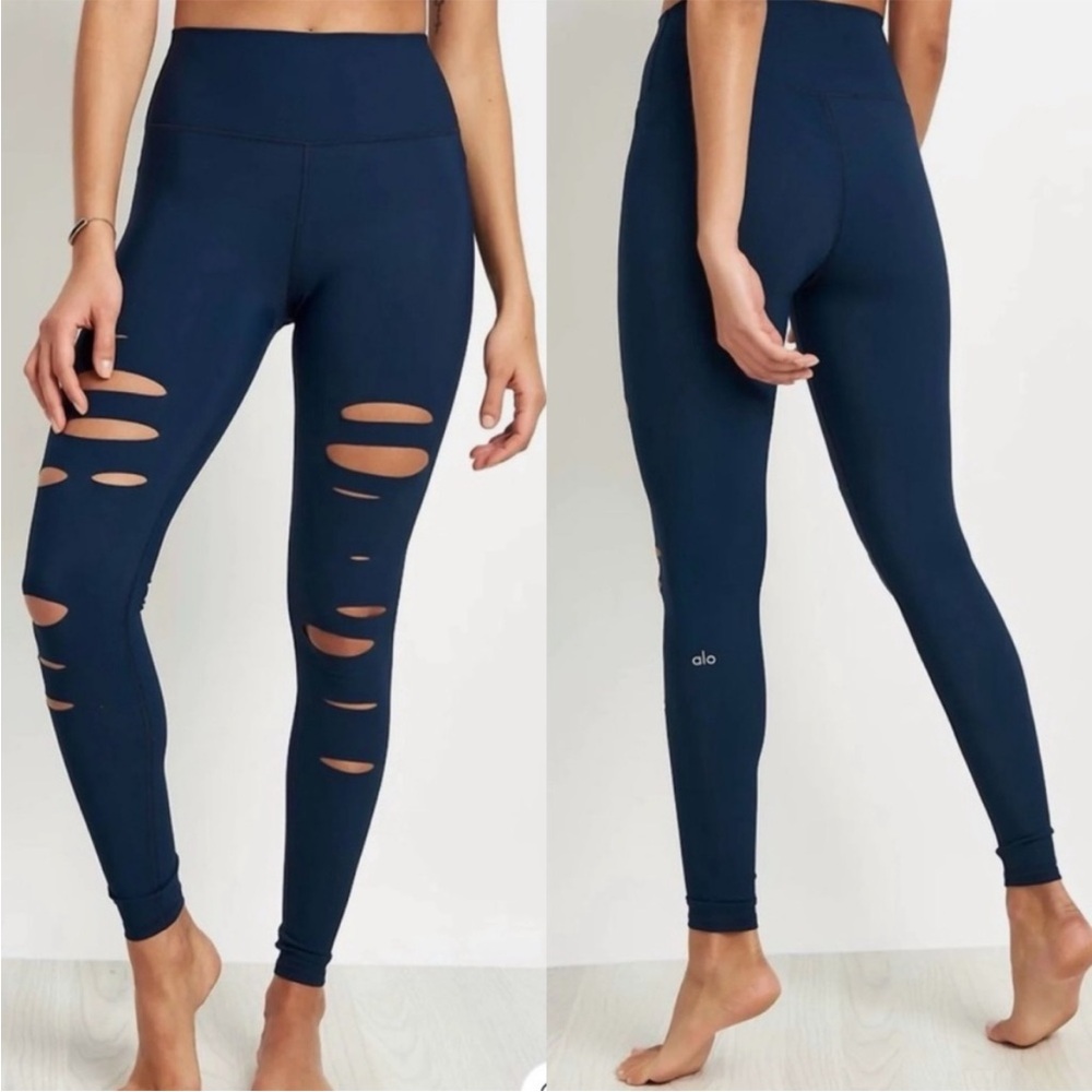 Alo Yoga Womens High Rise Ripped Warrior Leggings Size Small Workout
